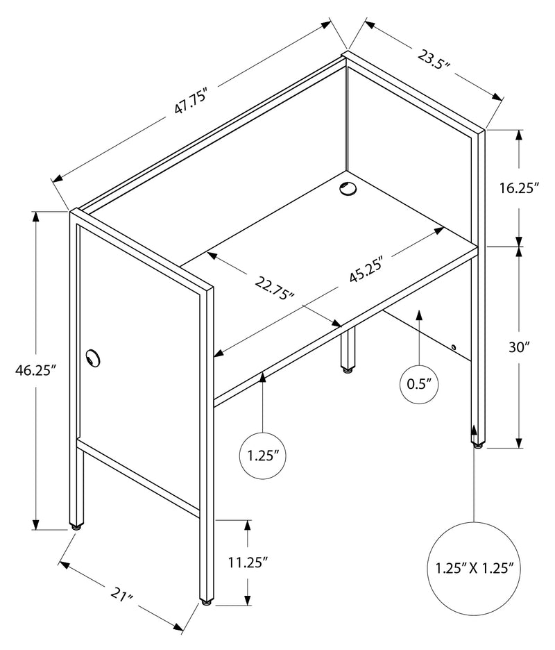 Bureau moderne blanc/argenté de 48 po | Bureau de qualité commerciale