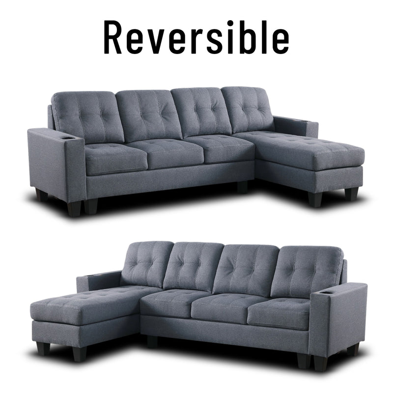 Grey Fabric Reversible Sectional