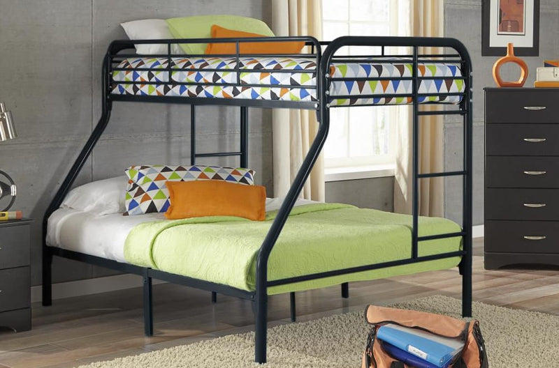 Lit simple noir sur lit superposé double - Structure en acier durable