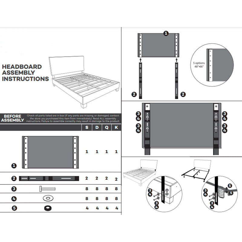 Headbaord réglable avec 5 positions