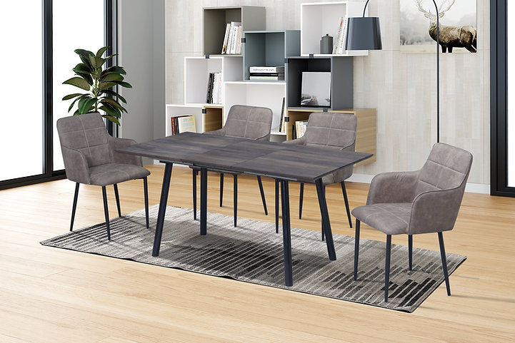 Charcoal Brown PU Chair with Black Metal Legs - Set of 2