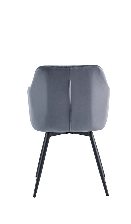 Dark Grey Aurora Noir Dining Set – 7-Piece in Marble & Charcoal Velvet