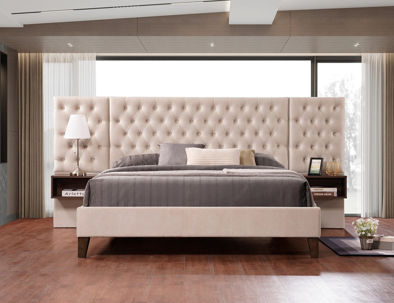 wing beige diamond platform bed