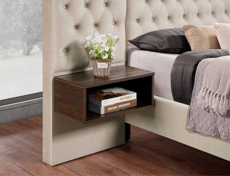 wing beige diamond platform bed with nightstand