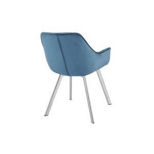 Affordable blue velvet arm chair with chrome legs - Canada&