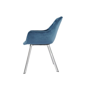 Affordable blue velvet arm chair with chrome legs - Canada&