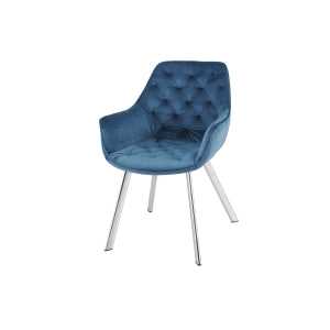 Affordable blue velvet arm chair with chrome legs - Canada&