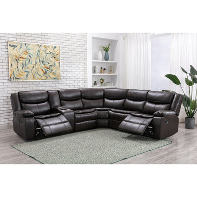 Affordable furniture in Canada: 3-piece modular reclining sectional with left side console.-8