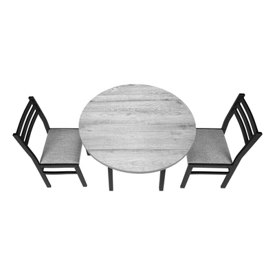 Ensemble de table à manger contemporain 3 pièces, petite abattant de 35", métal noir et stratifié gris