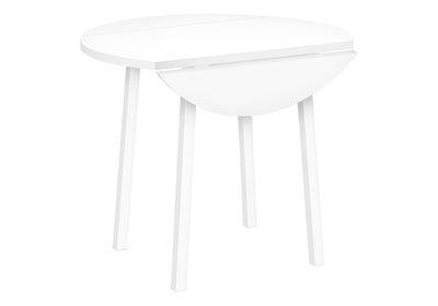 Ensemble de table à manger contemporaine, 3 pièces, petite abattant de 35", métal blanc et stratifié, tissu gris