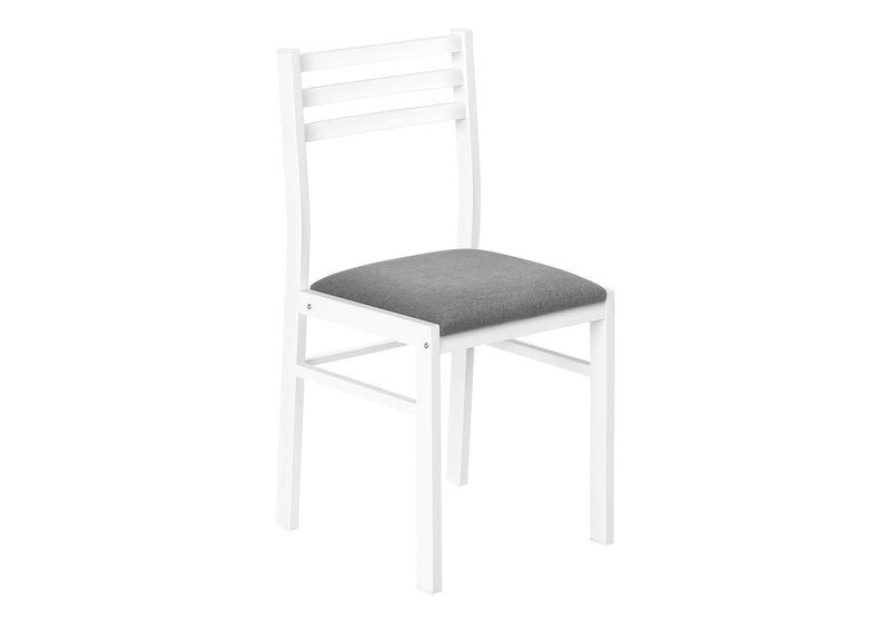 Ensemble de table à manger contemporaine, 3 pièces, petite abattant de 35", métal blanc et stratifié, tissu gris