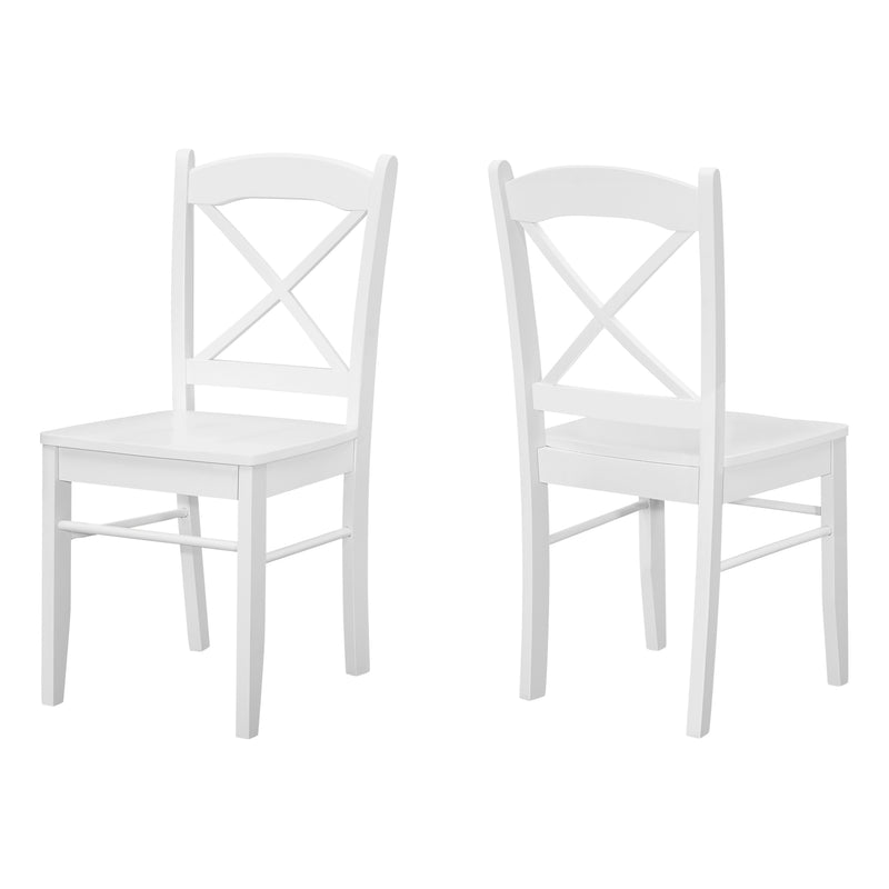 Chaises de salle à manger transitionnelles, blanches, pieds en bois – Parfaites pour la cuisine ou la salle à manger – Lot de 2