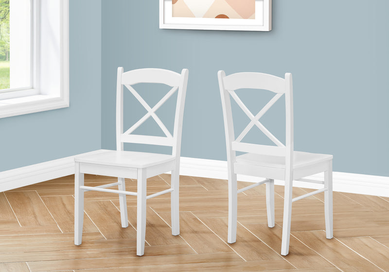 Chaises de salle à manger transitionnelles, blanches, pieds en bois – Parfaites pour la cuisine ou la salle à manger – Lot de 2