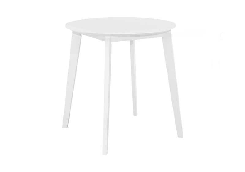 Table à manger ronde, petite taille, placage blanc, pieds en bois – Parfaite pour la cuisine ou la salle à manger