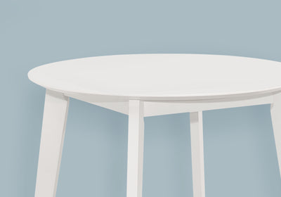 Table à manger ronde, petite taille, placage blanc, pieds en bois – Parfaite pour la cuisine ou la salle à manger