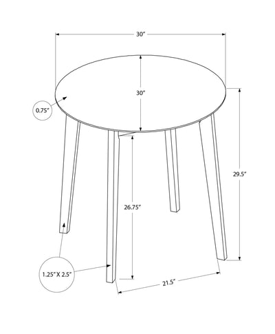 Table à manger ronde, petite taille, placage blanc, pieds en bois – Parfaite pour la cuisine ou la salle à manger