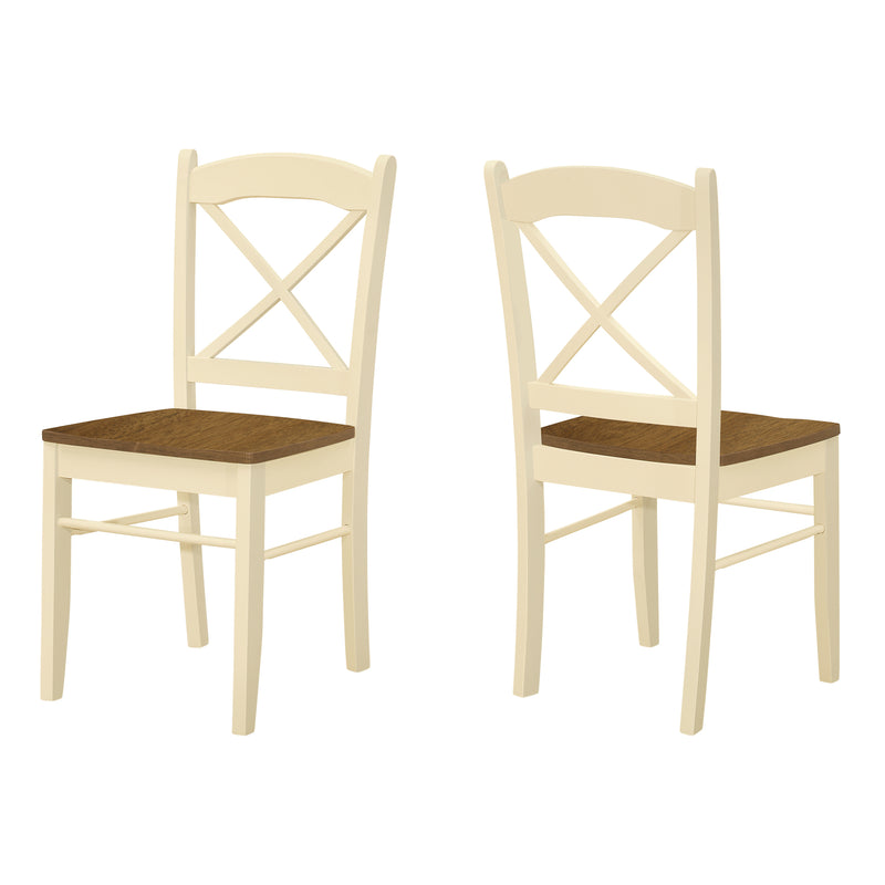 Chaises de Salle à Manger Transitionnelles en Chêne et Crème, Set de 2