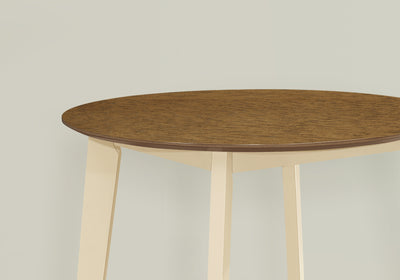 Table de salle à manger transitionnelle en chêne et crème, ronde de 30 po, petite taille, pieds en bois