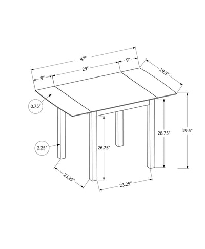 Table de salle à manger transitionnelle en chêne et crème – rectangulaire de 48 po, petite, à abattant – et meubles élégants