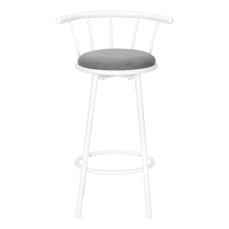 Ensemble de tabourets de bar pivotants modernes : métal blanc, aspect cuir gris - Lot de 2