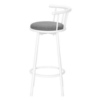 Ensemble de tabourets de bar pivotants modernes : métal blanc, aspect cuir gris - Lot de 2