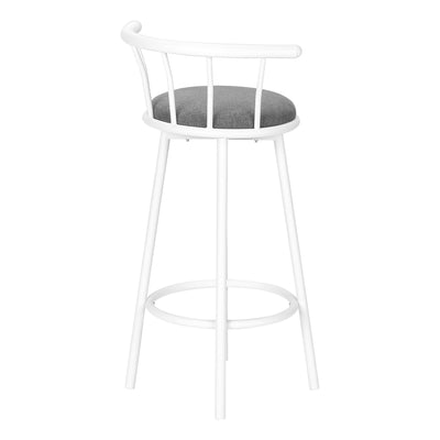 Ensemble de tabourets de bar pivotants modernes : métal blanc, aspect cuir gris - Lot de 2