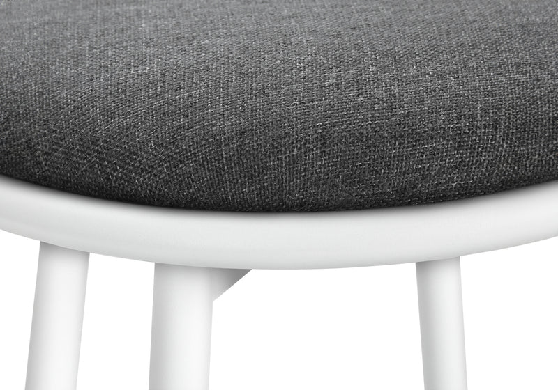 Ensemble de tabourets de bar pivotants modernes : métal blanc, aspect cuir gris - Lot de 2