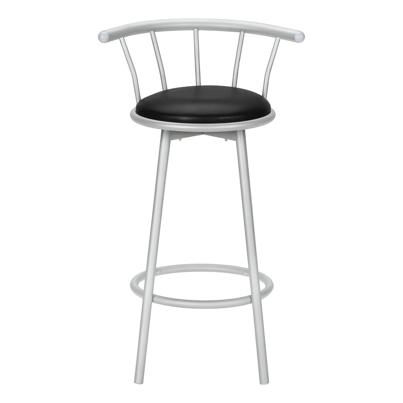 Tabourets de bar pivotants modernes | Métal Gris &amp; Aspect Cuir Noir - Lot de 2