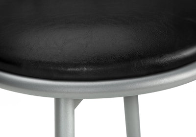 Tabourets de bar pivotants modernes | Métal Gris &amp; Aspect Cuir Noir - Lot de 2