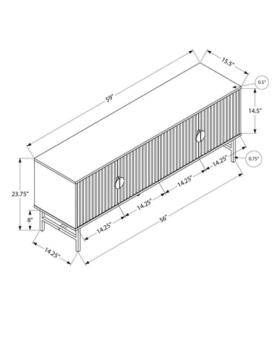 Meuble TV 60" : console multimédia contemporaine, stratifié noir et blanc, armoire de rangement, mobilier moderne