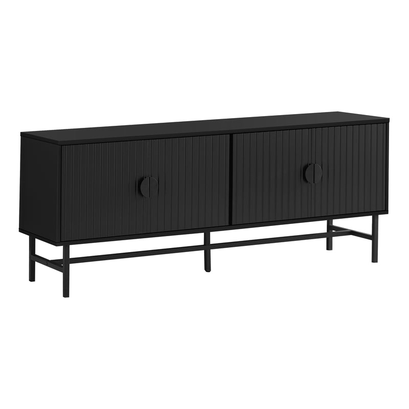 Meuble TV en stratifié noir 60" - Console moderne avec armoire de rangement