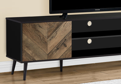 Console de meuble TV 72", stratifié marron/noir, design moderne, armoire de rangement