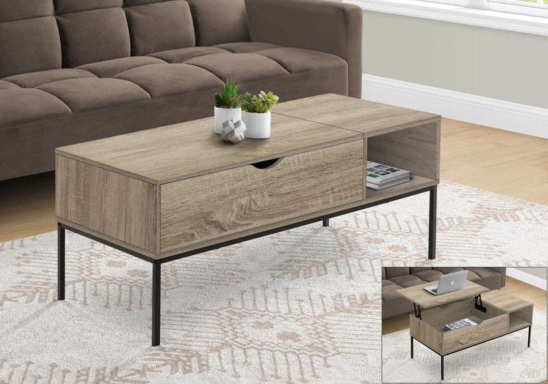 Table basse à plateau relevable, 42" L, rectangulaire, taupe foncé, métal noir - Contemporain et moderne