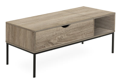 Table basse à plateau relevable, 42" L, rectangulaire, taupe foncé, métal noir - Contemporain et moderne