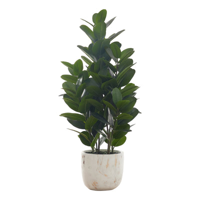 Arbre Garcinia artificiel de 78,7 cm de haut – Fausse plante d'intérieur, touche réelle, verdure décorative dans un pot en ciment blanc