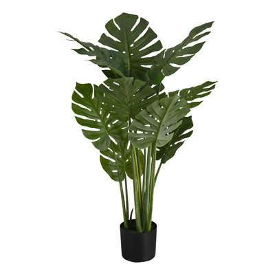 Arbre Monstera de 114,3 cm de haut : verdure décorative d'intérieur, pot noir – Imite parfaitement les feuilles vertes naturelles.