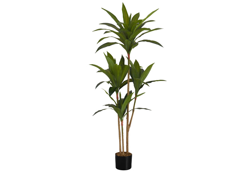 Arbre Dracaena de 51 po : feuilles vertes au toucher réel - verdure décorative parfaite pour le sol