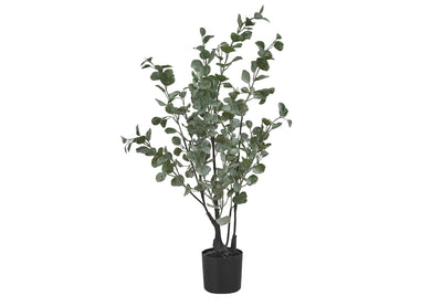 Arbre d'eucalyptus : fausse plante de 35 po, décor intérieur, feuilles vertes, pot noir