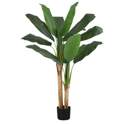 Bananier artificiel de 139,7 cm de haut – Fausse plante d'intérieur avec feuilles vertes au toucher réel.