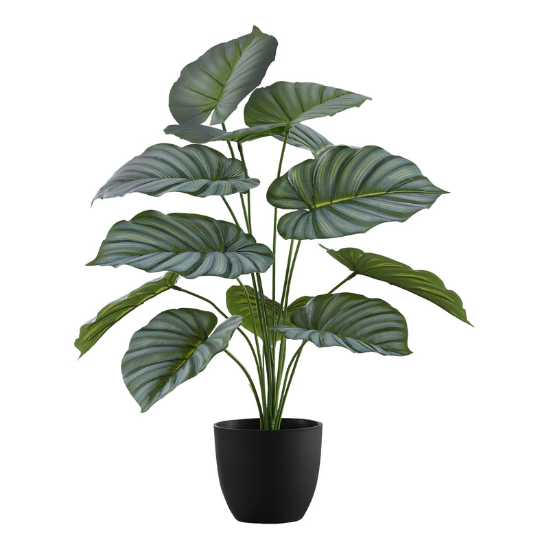 Plante artificielle Calathea de 24 po de hauteur - Feuilles vertes Real Touch, décor intérieur, faux, verdure de table