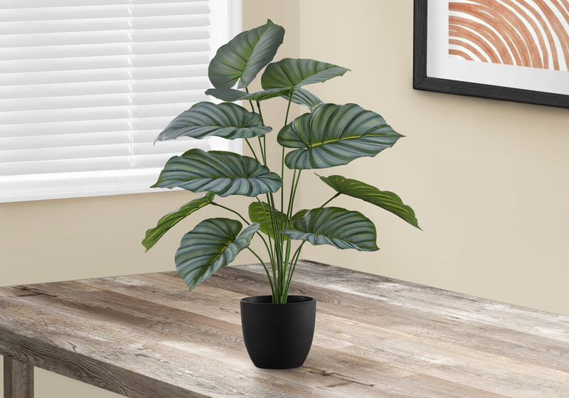 Plante artificielle Calathea de 24 po de hauteur - Feuilles vertes Real Touch, décor intérieur, faux, verdure de table