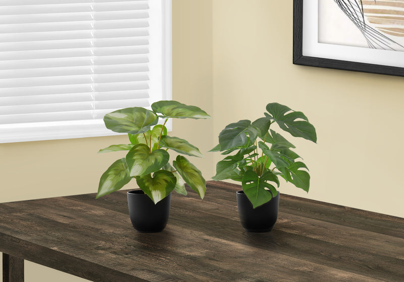 Ensemble de plantes Faux Monstera Calthea – 33 cm de haut, décoration de table d&