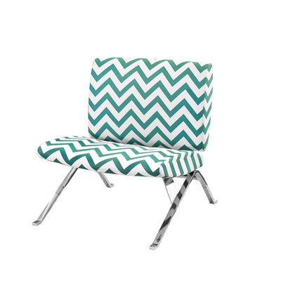 Accent Chair - Teal " Chevron " Fabric / Chrome Metal - I 8136