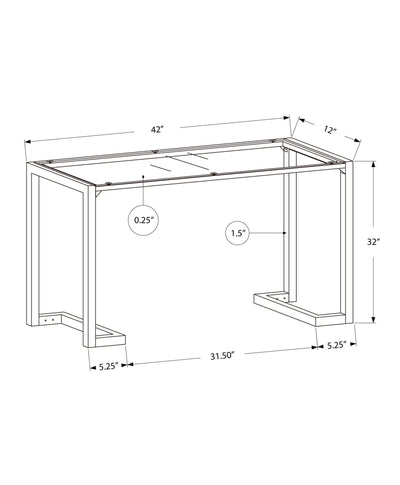 Accent Table - 42"L / Black / Tempered Glass Hall Console - I 2106