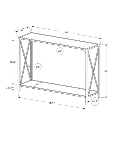 Accent Table - 48"L / White / White Metal Hall Console - I 2124