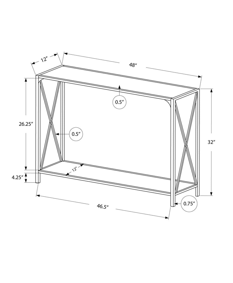 Accent Table - 48"L / White / White Metal Hall Console - I 2124