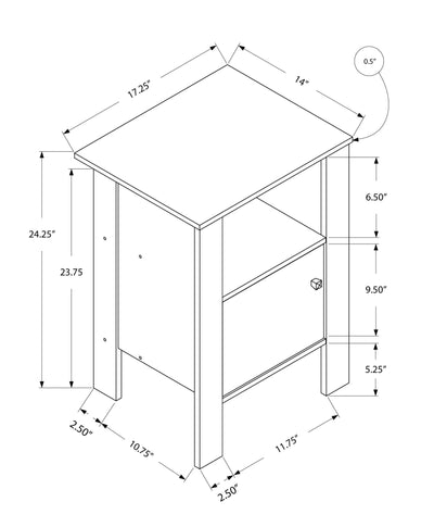 Accent Table - Dark Taupe Night Stand With Storage - I 2136