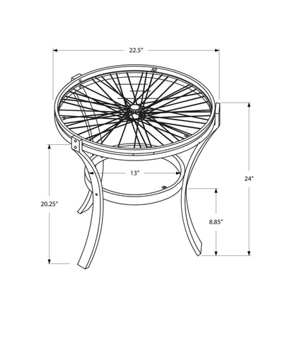 Accent Table - 22"Dia / Black With Tempered Glass - I 2140