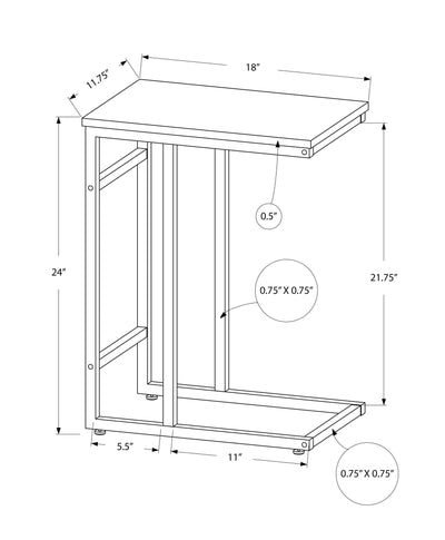 Accent Table - 24"H / Grey / Black Metal - I 2171