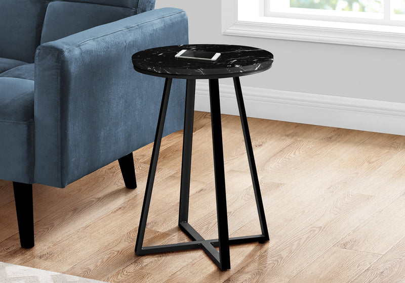 Accent Table - 22"H / Black Marble / Black Metal - I 2179